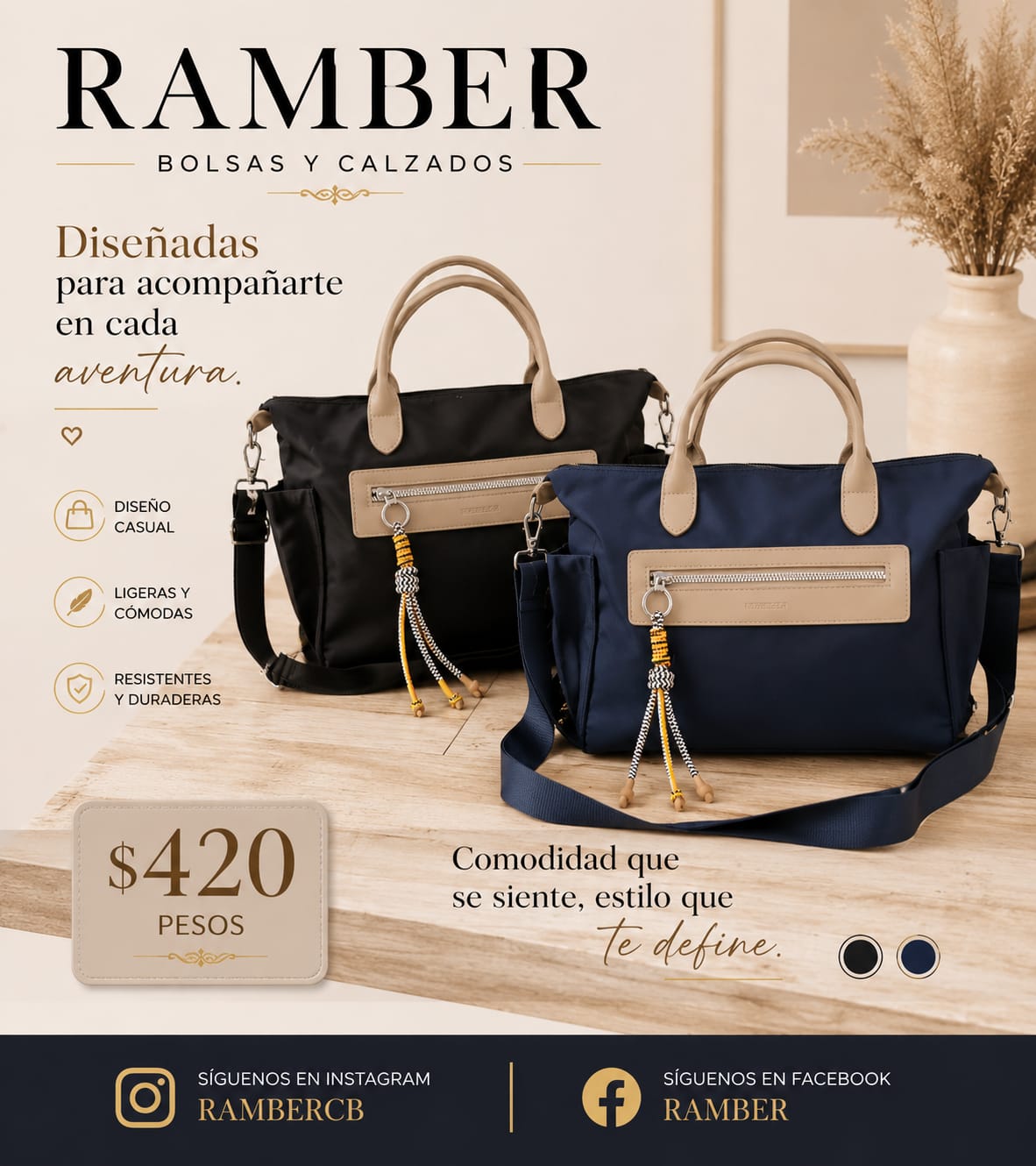 Bolsa casual color Negro o azul