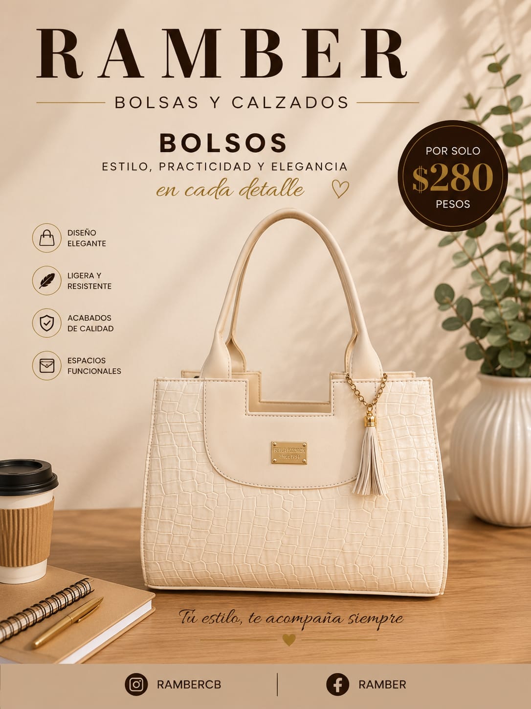 Bolso elegante color Beige