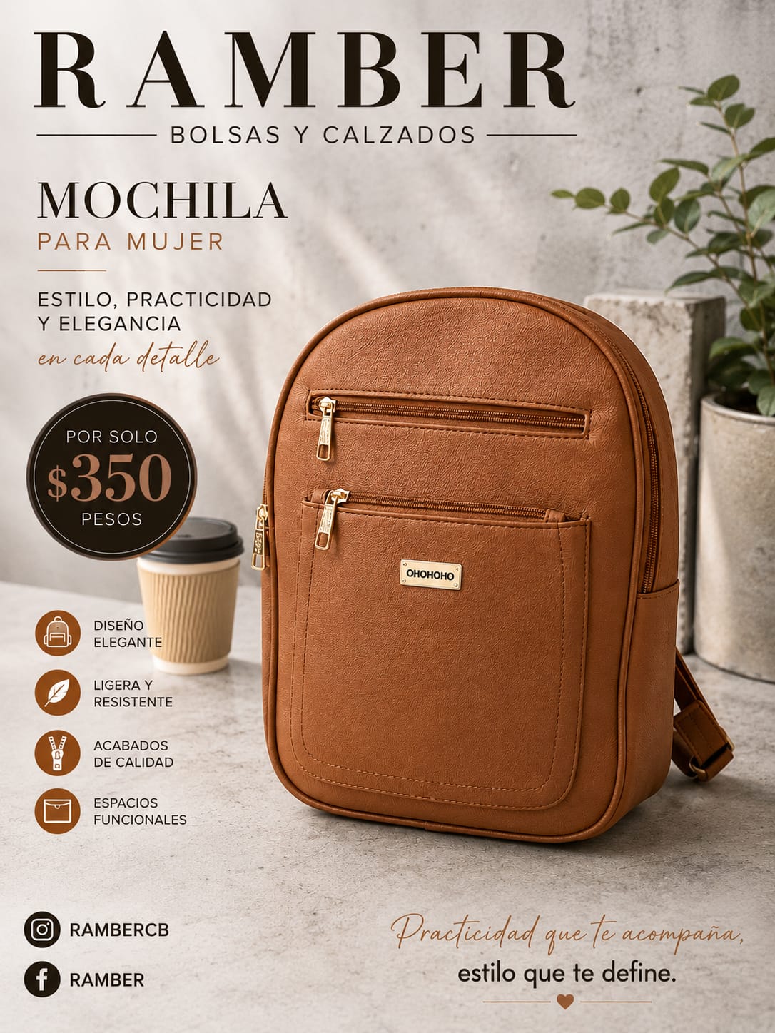 Mochila para mujer color Café